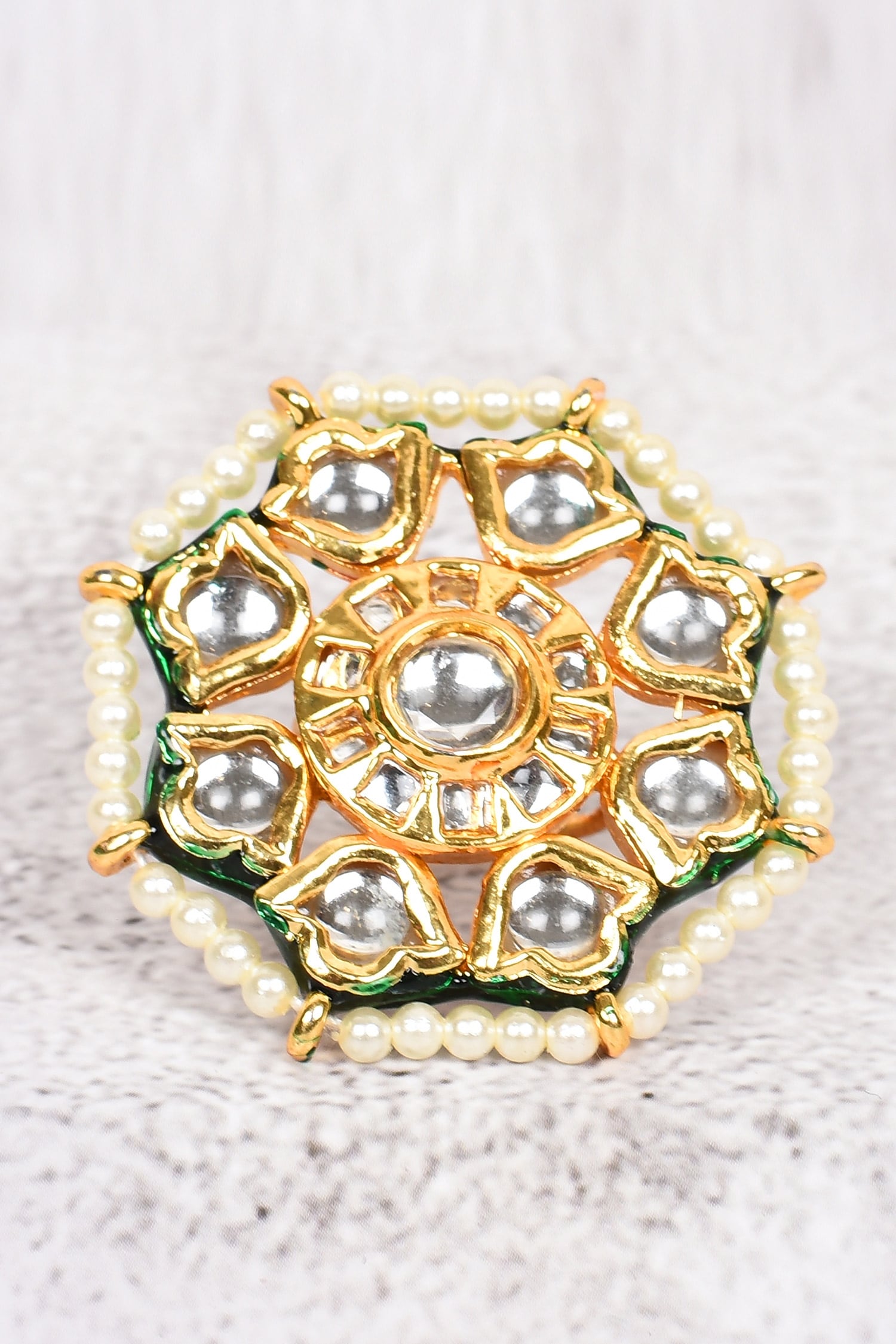 Kundan Floral Adjustable Ring 
