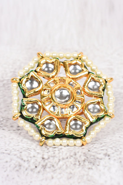 Kundan Floral Adjustable Ring 