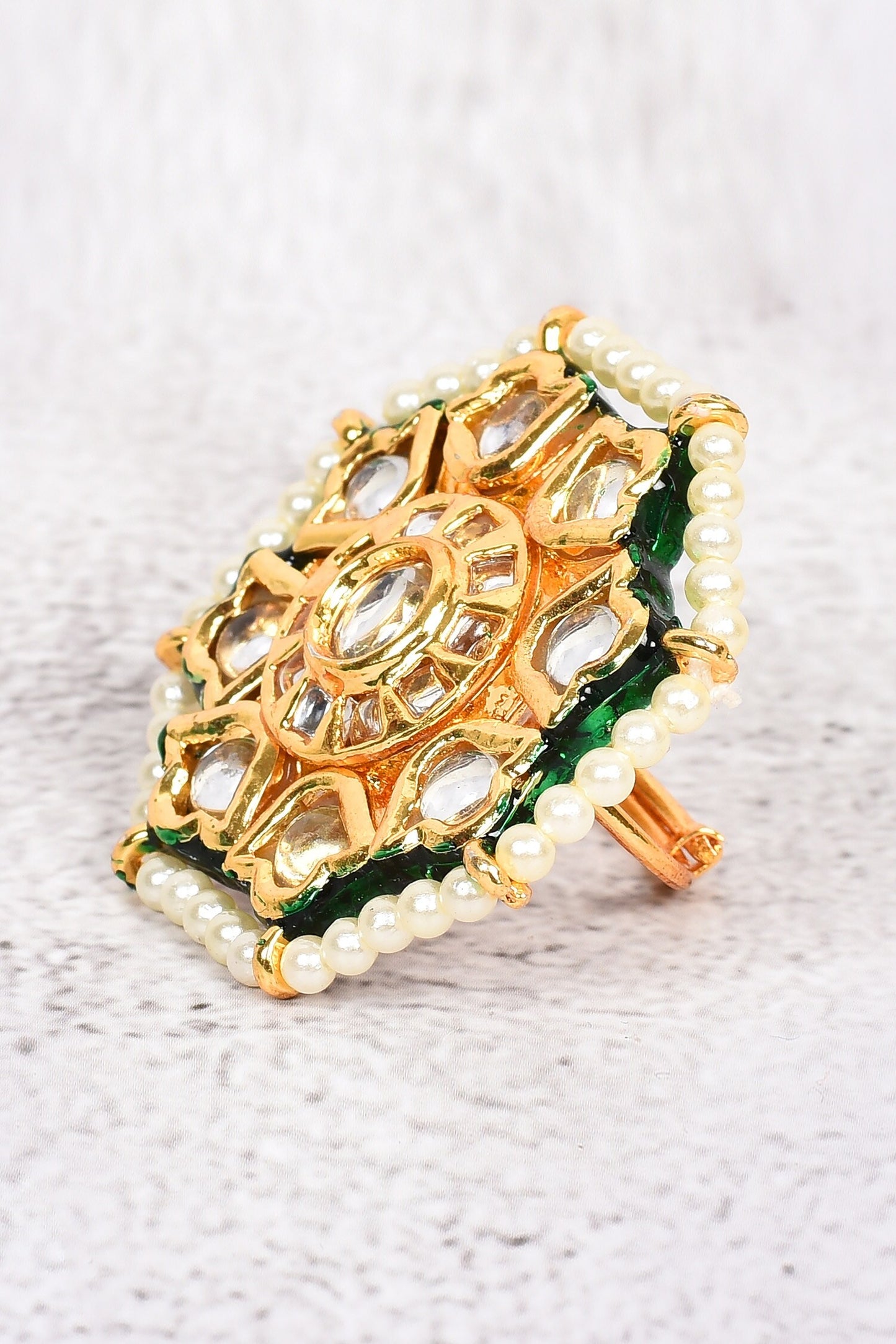Kundan Floral Adjustable Ring 