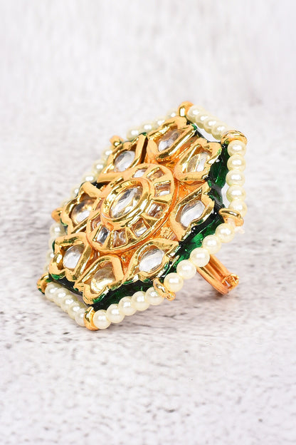 Kundan Floral Adjustable Ring 