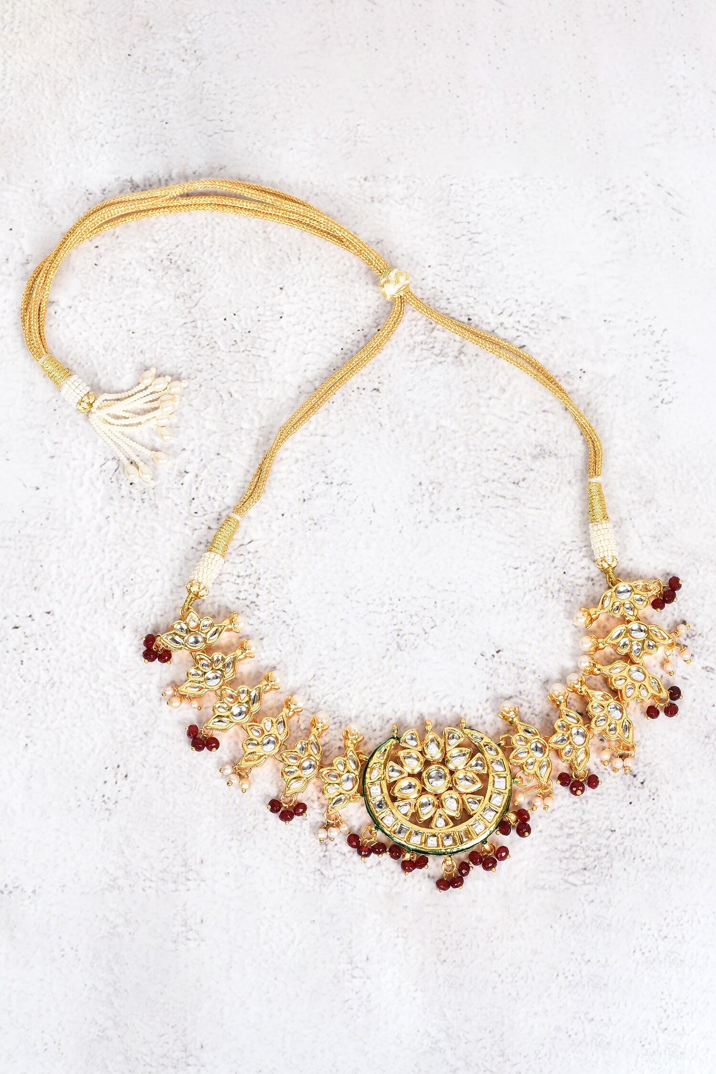Crescent Moon Kundan Pearl Choker 