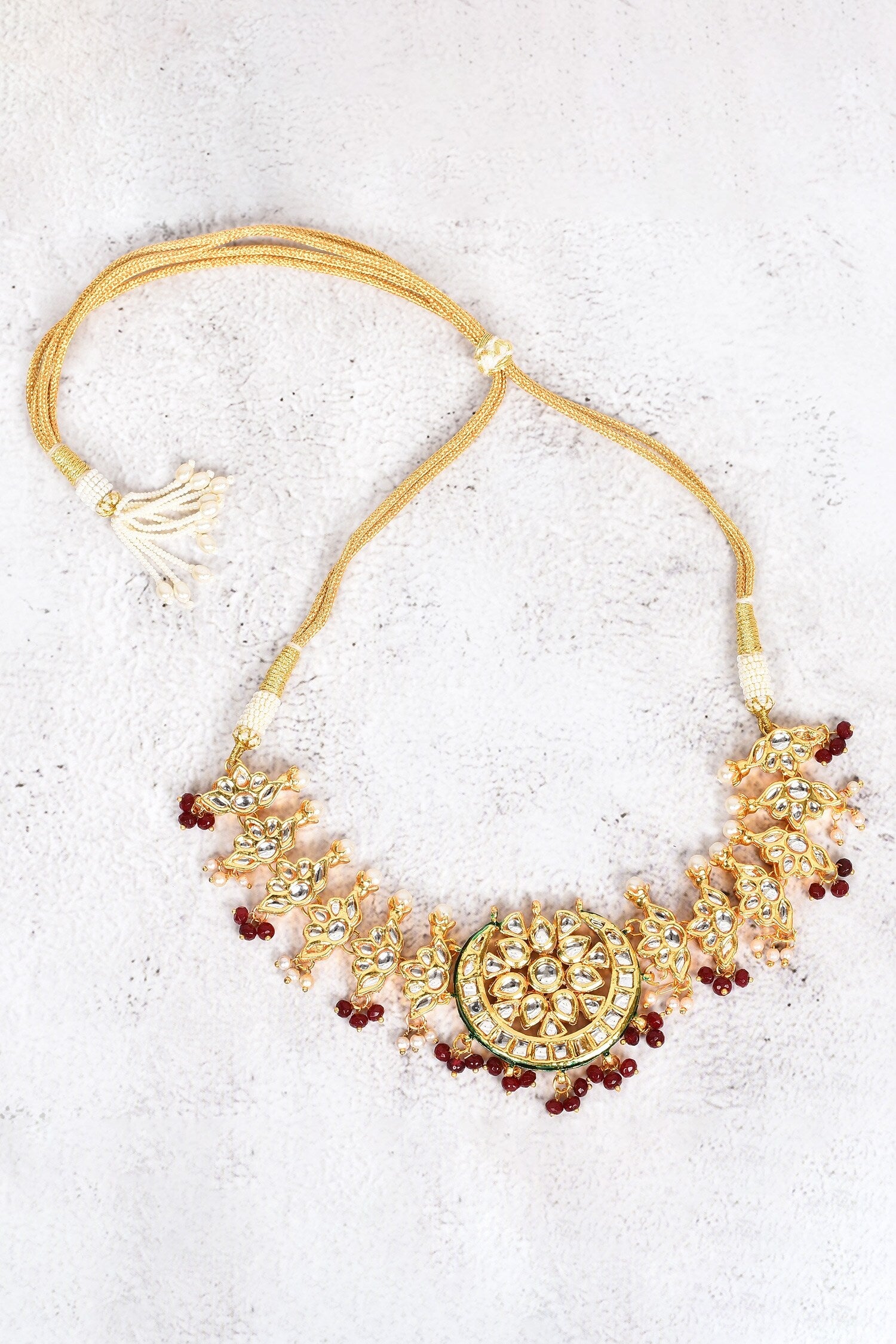 Crescent Moon Kundan Pearl Choker 