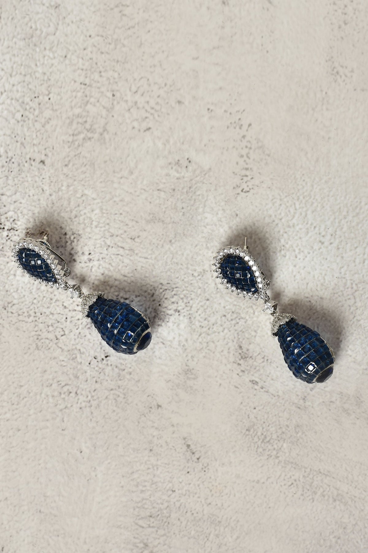 Blue Swarovski Stone Drop Earrings 