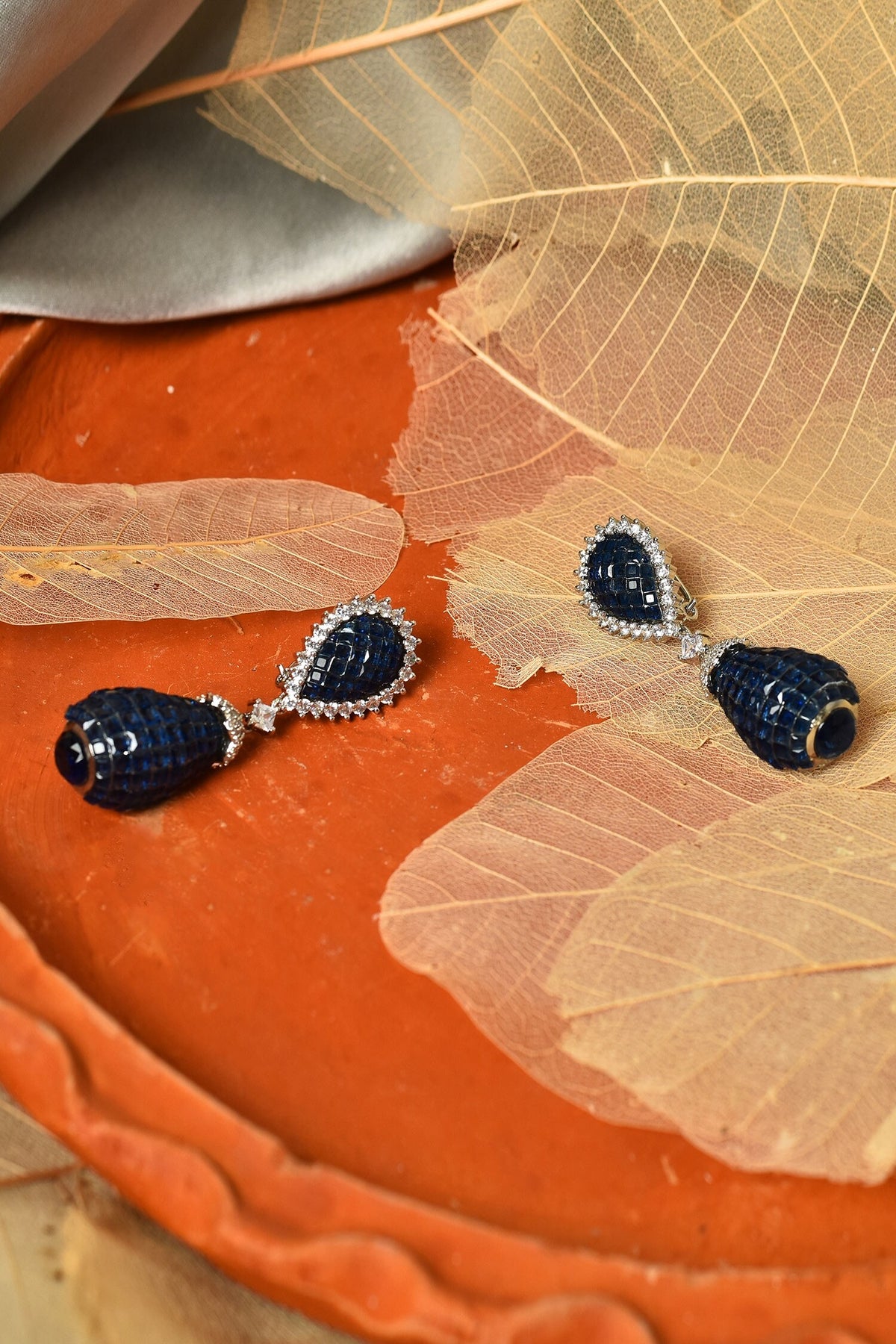 Blue Swarovski Stone Drop Earrings 