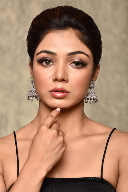 Cubic Zirconia Studded Jhumkas 