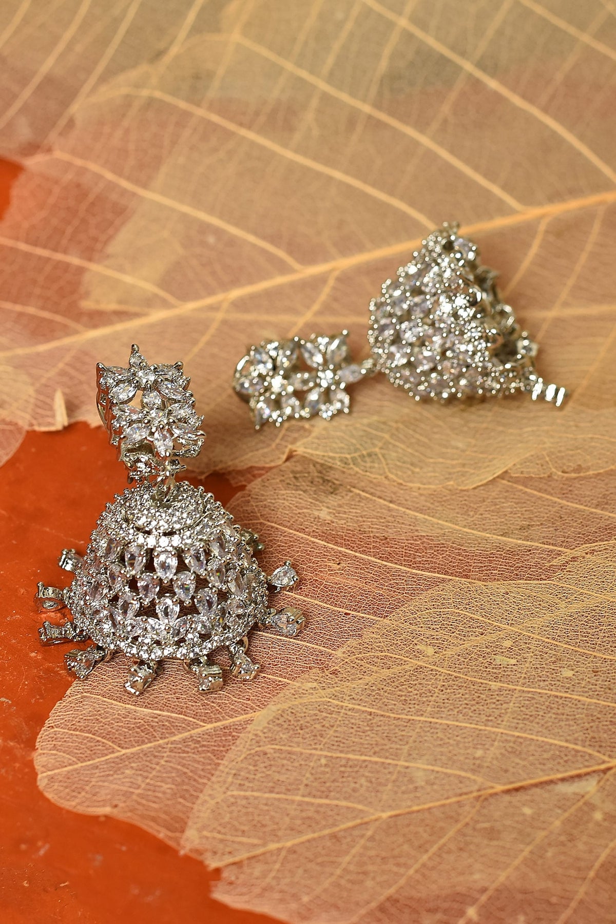 Cubic Zirconia Studded Jhumkas 