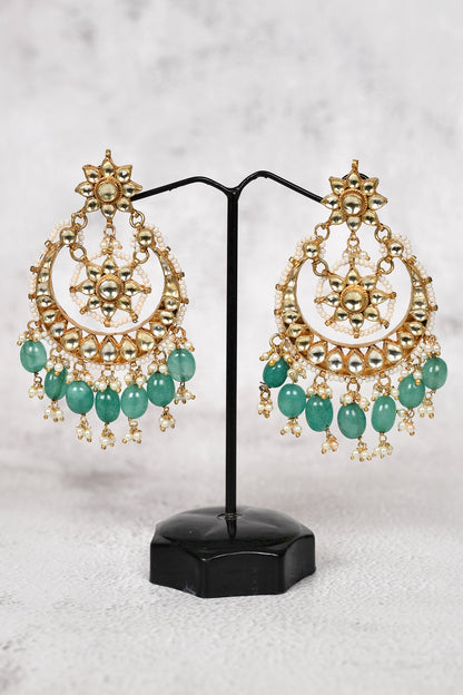 Floral Kundan Chandbalis 