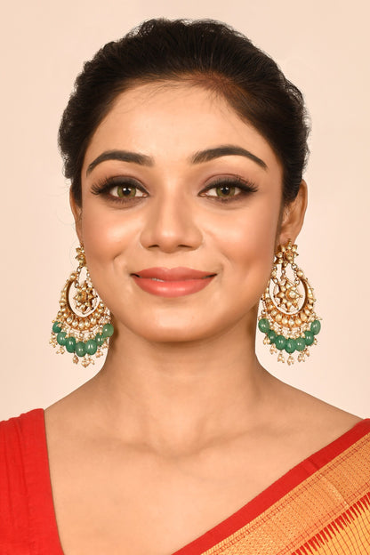 Floral Kundan Chandbalis 