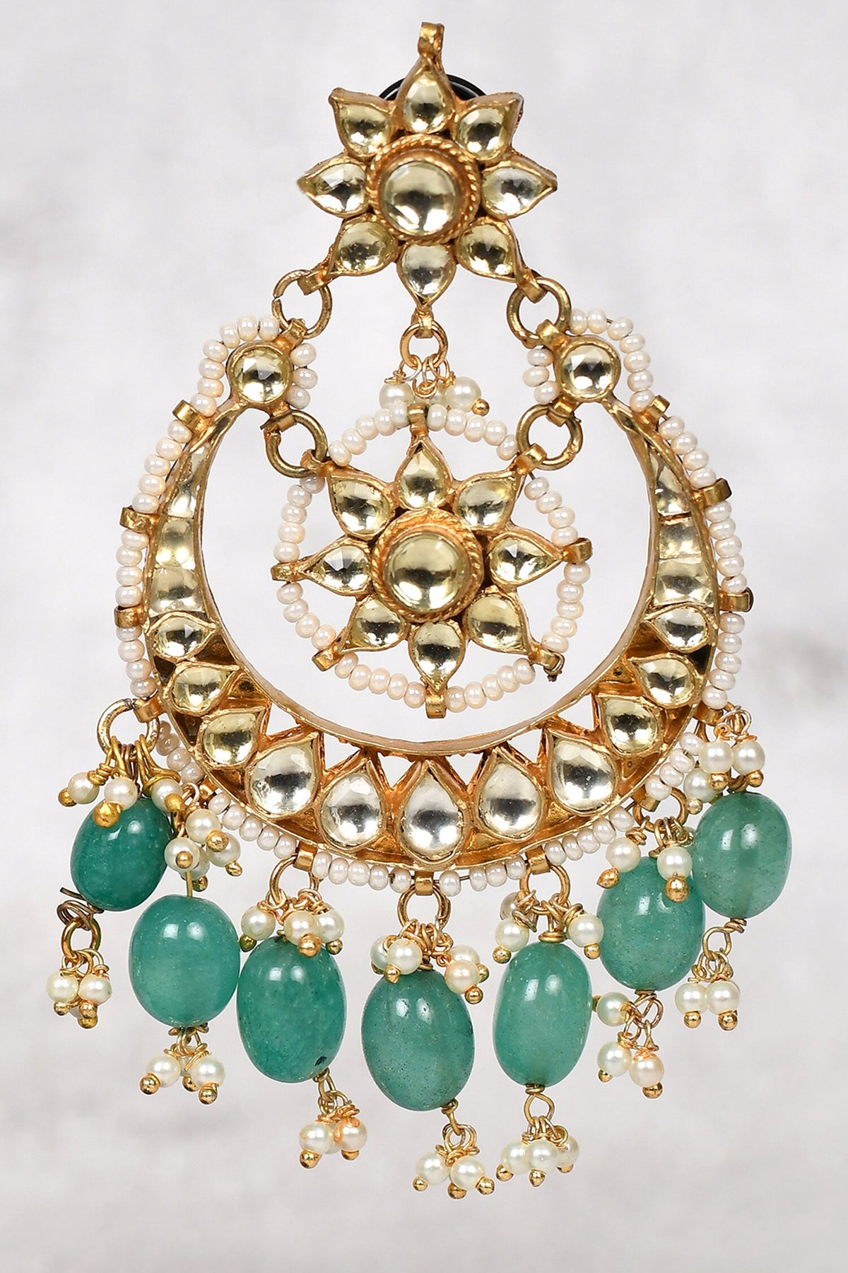 Floral Kundan Chandbalis 