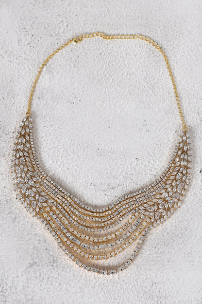 Floral Diamond Layered Necklace Set 