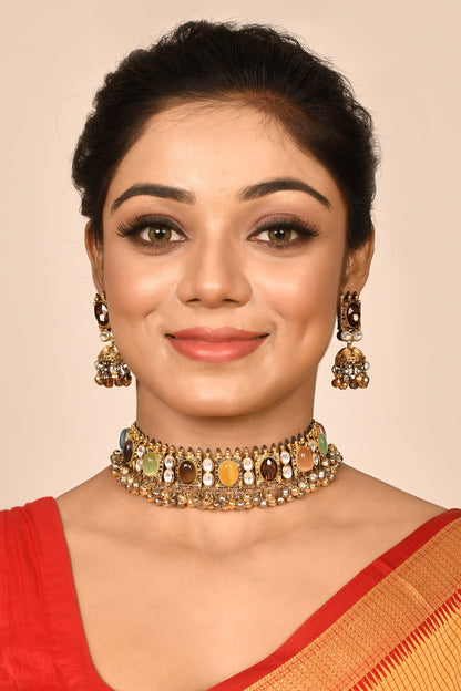 Kundan Geometric Choker Set 