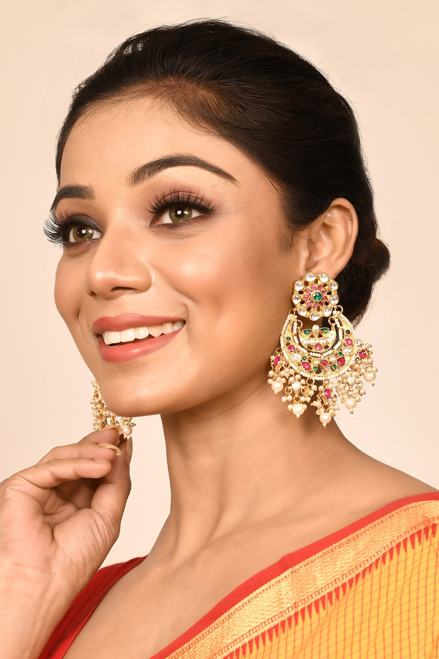 Kundan Floral Chandbalis 
