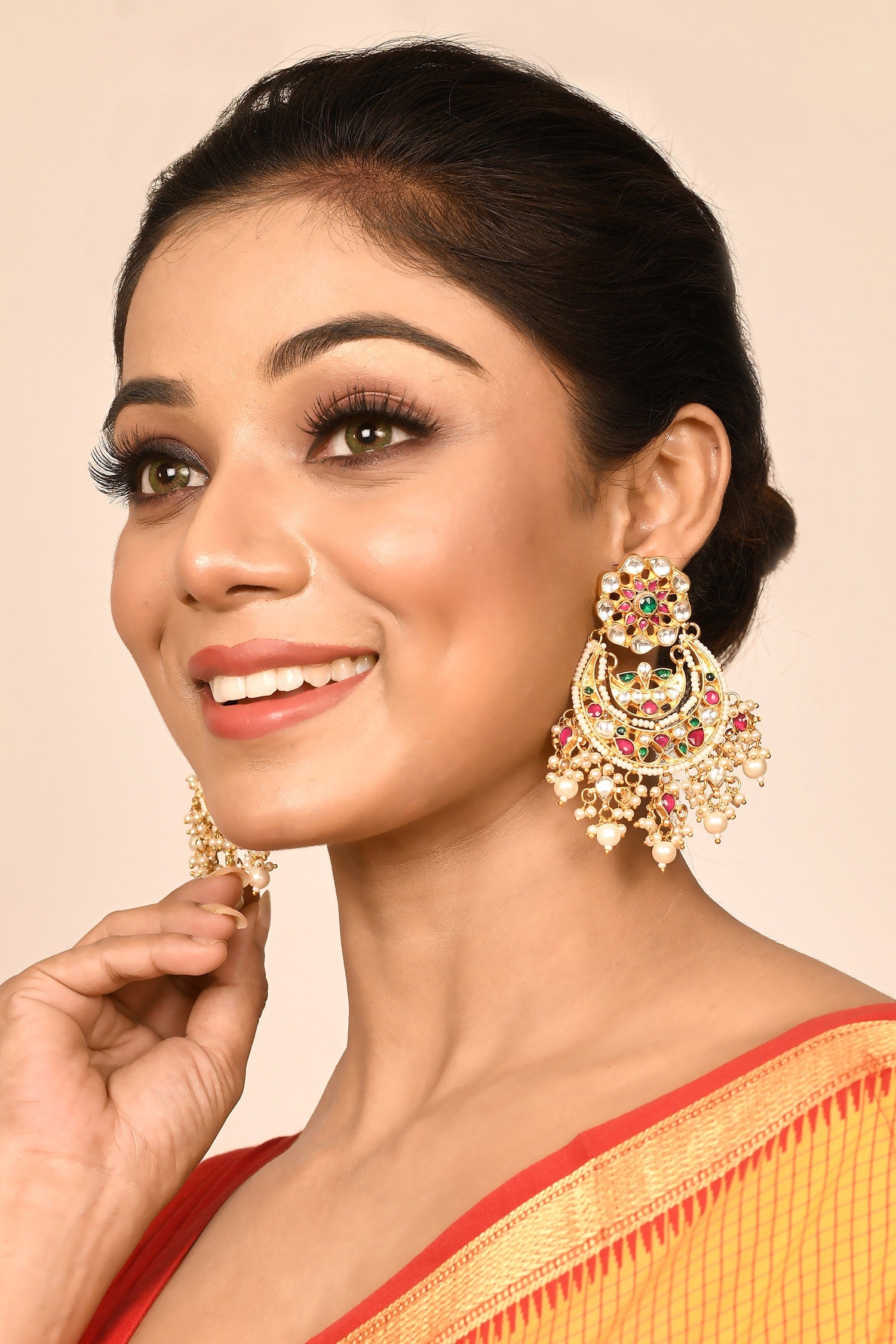 Kundan Floral Chandbalis 
