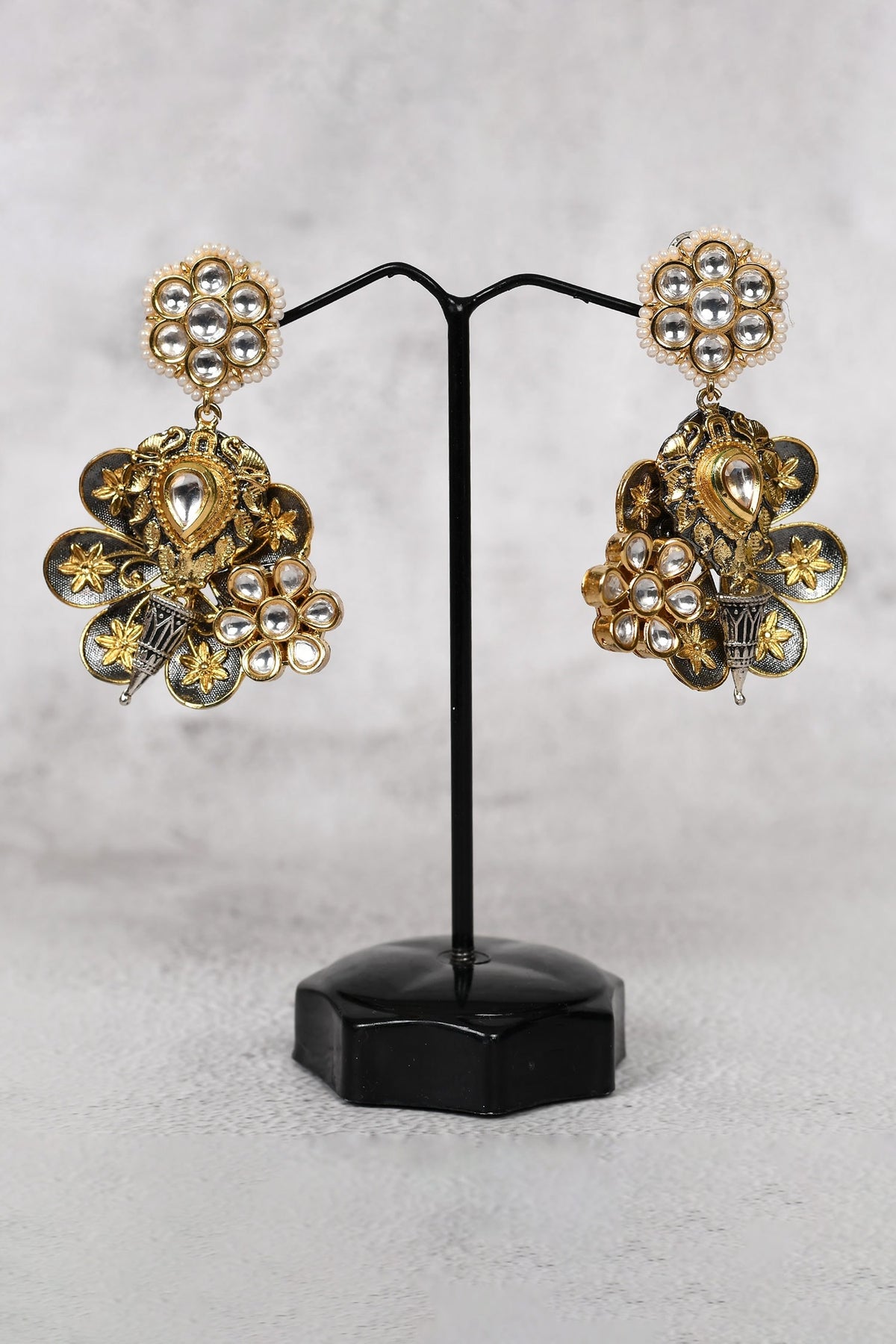 Floral Kundan Dangler Earrings 