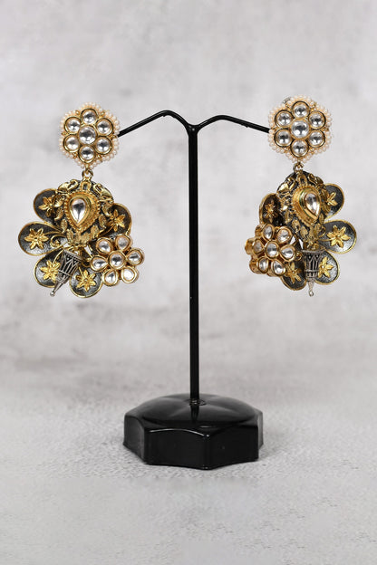 Floral Kundan Dangler Earrings 
