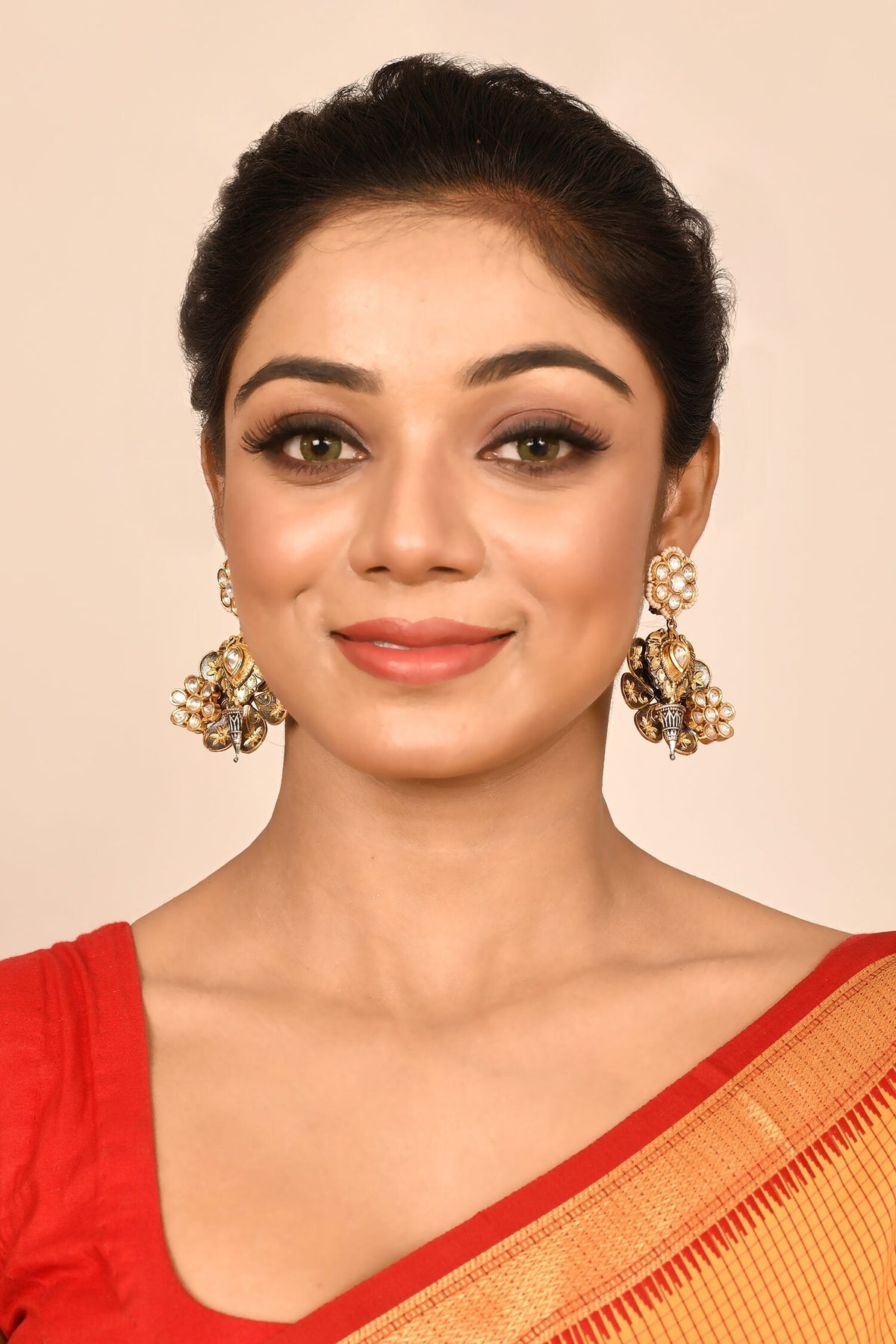 Floral Kundan Dangler Earrings 