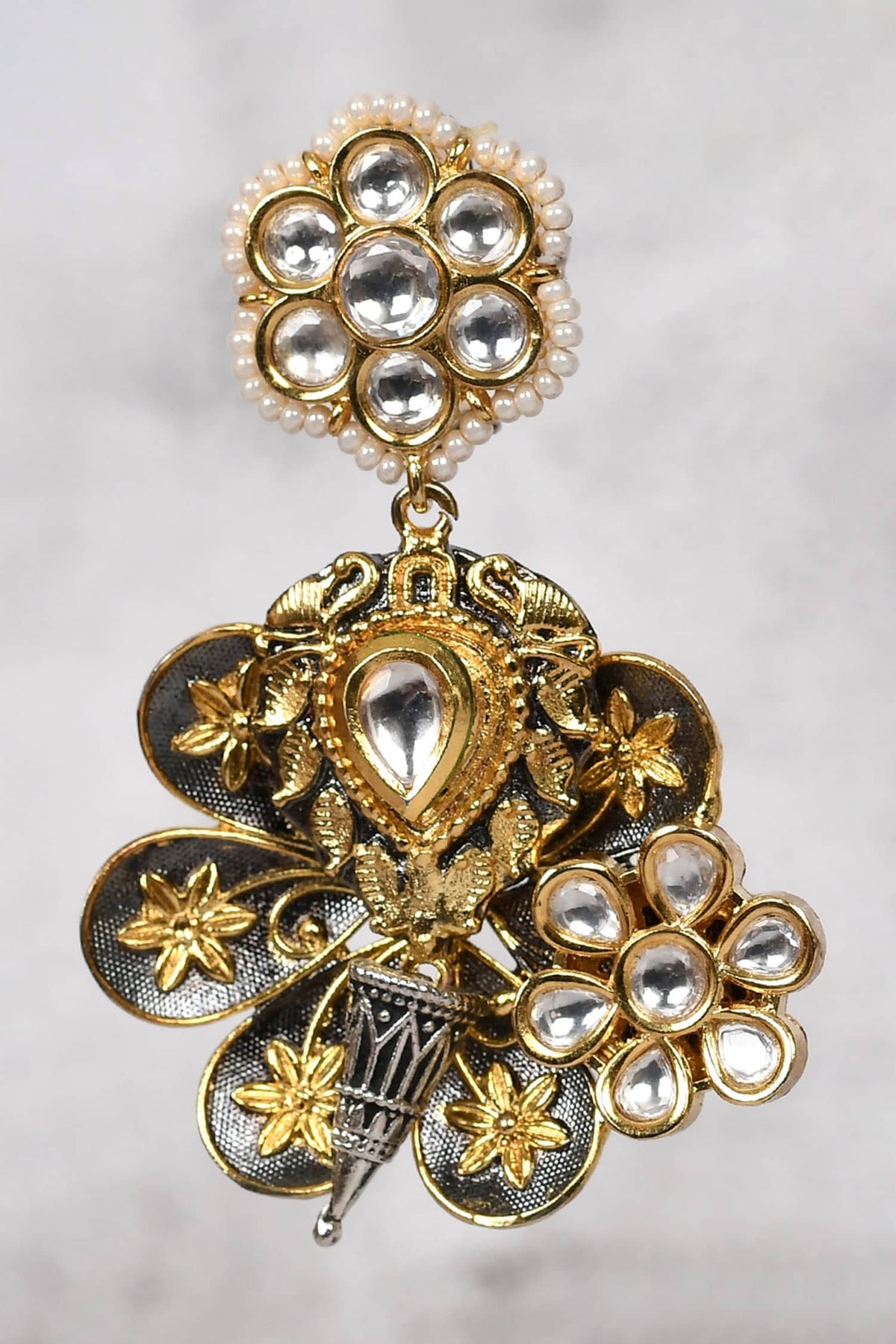 Floral Kundan Dangler Earrings 