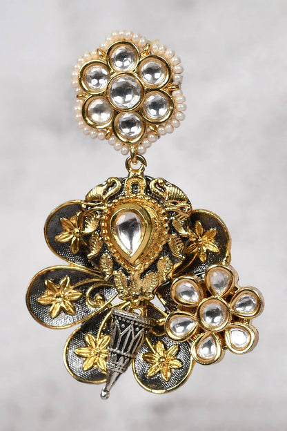 Floral Kundan Dangler Earrings 