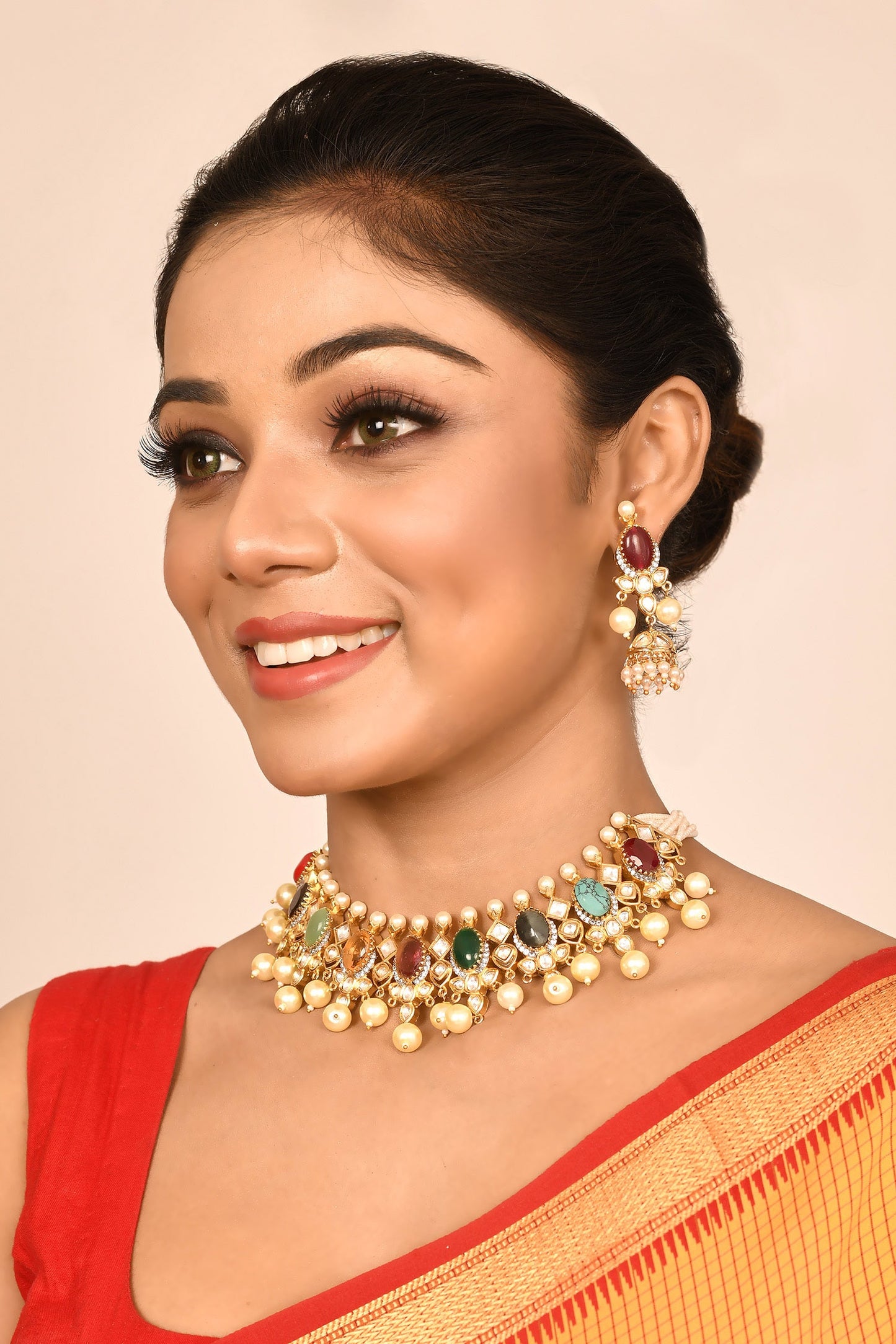 Geometric Kundan Choker & Earring Set 
