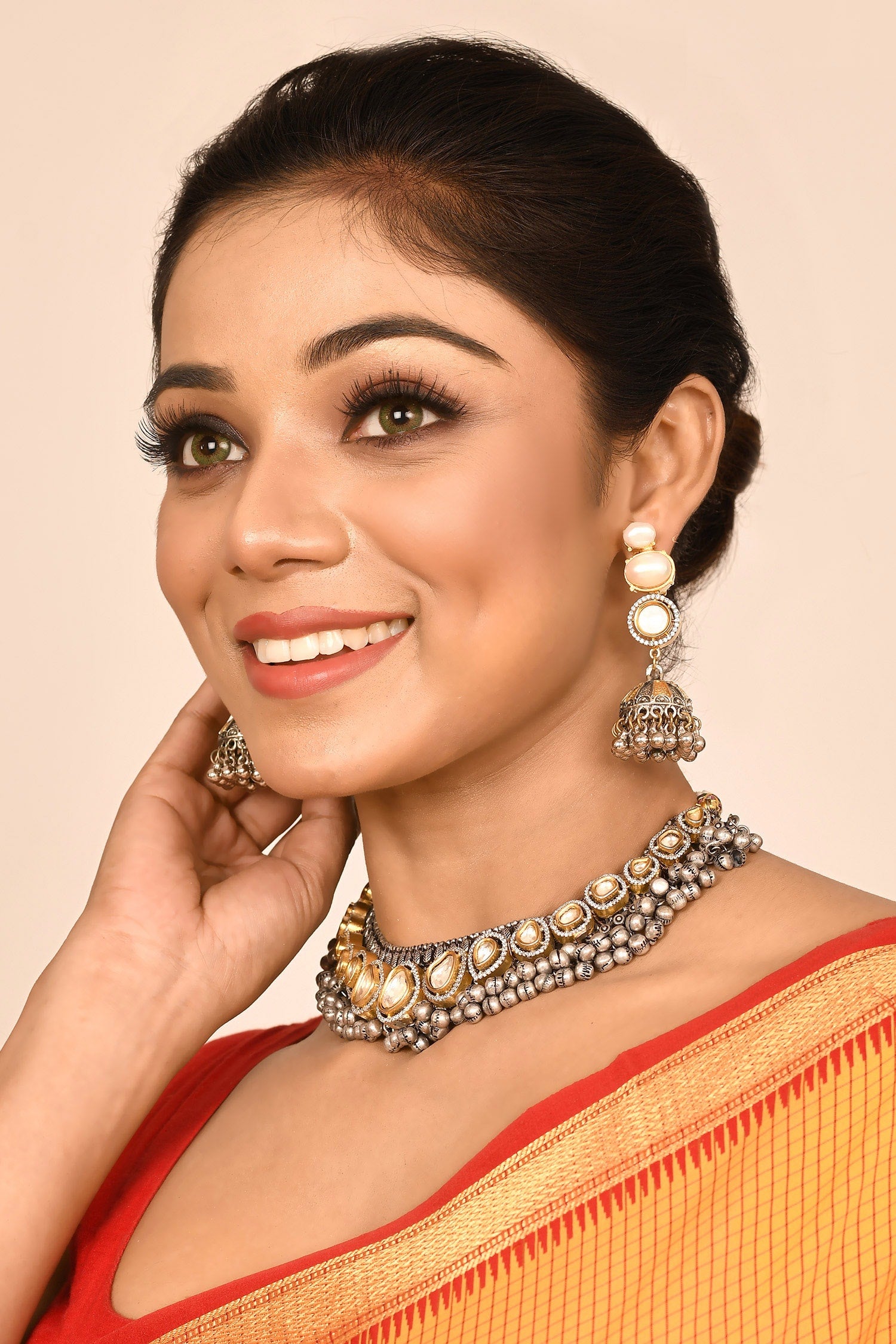 Kundan Choker Set with Jhumkas 