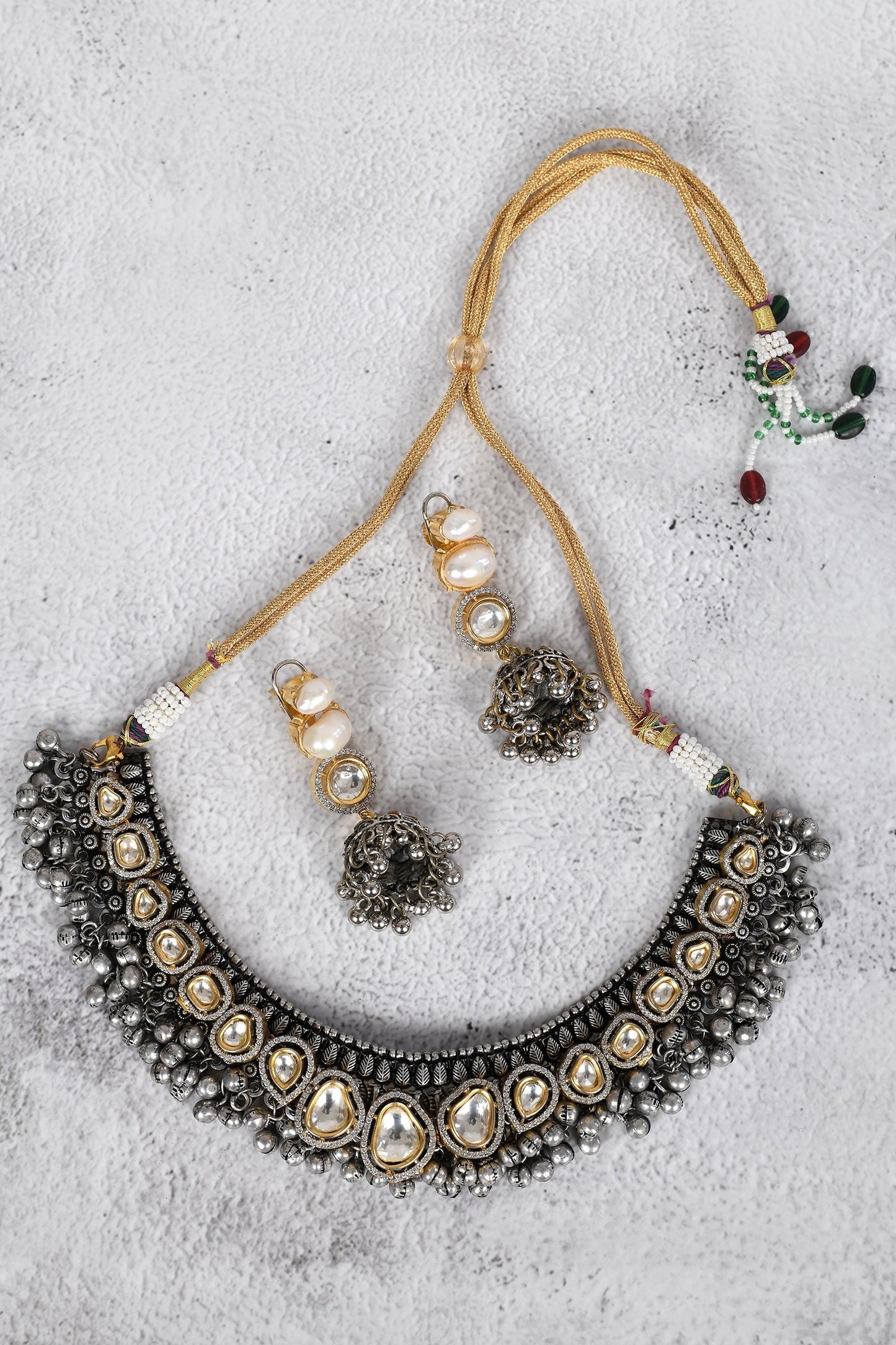 Kundan Choker Set with Jhumkas 