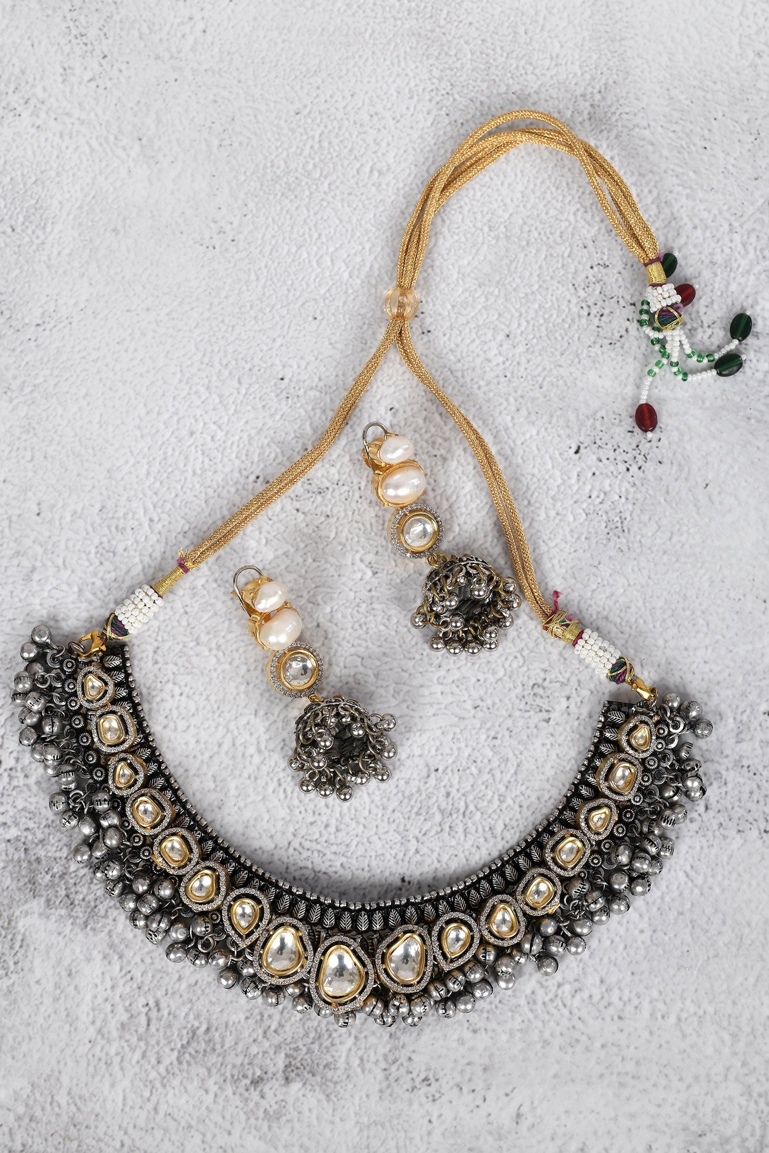 Kundan Choker Set with Jhumkas 
