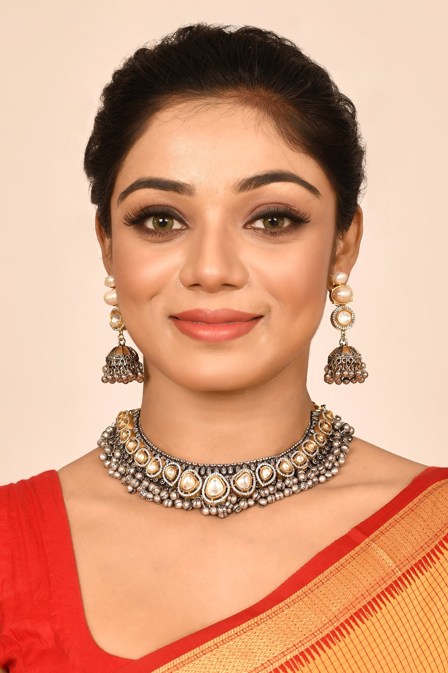 Kundan Choker Set with Jhumkas 