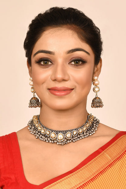 Kundan Choker Set with Jhumkas 