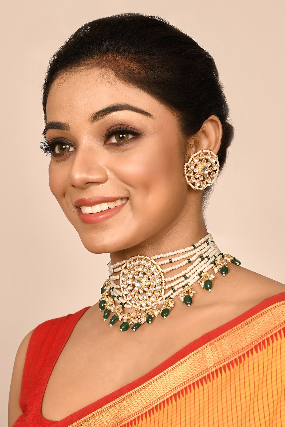 Layered Kundan Choker & Earring Set 