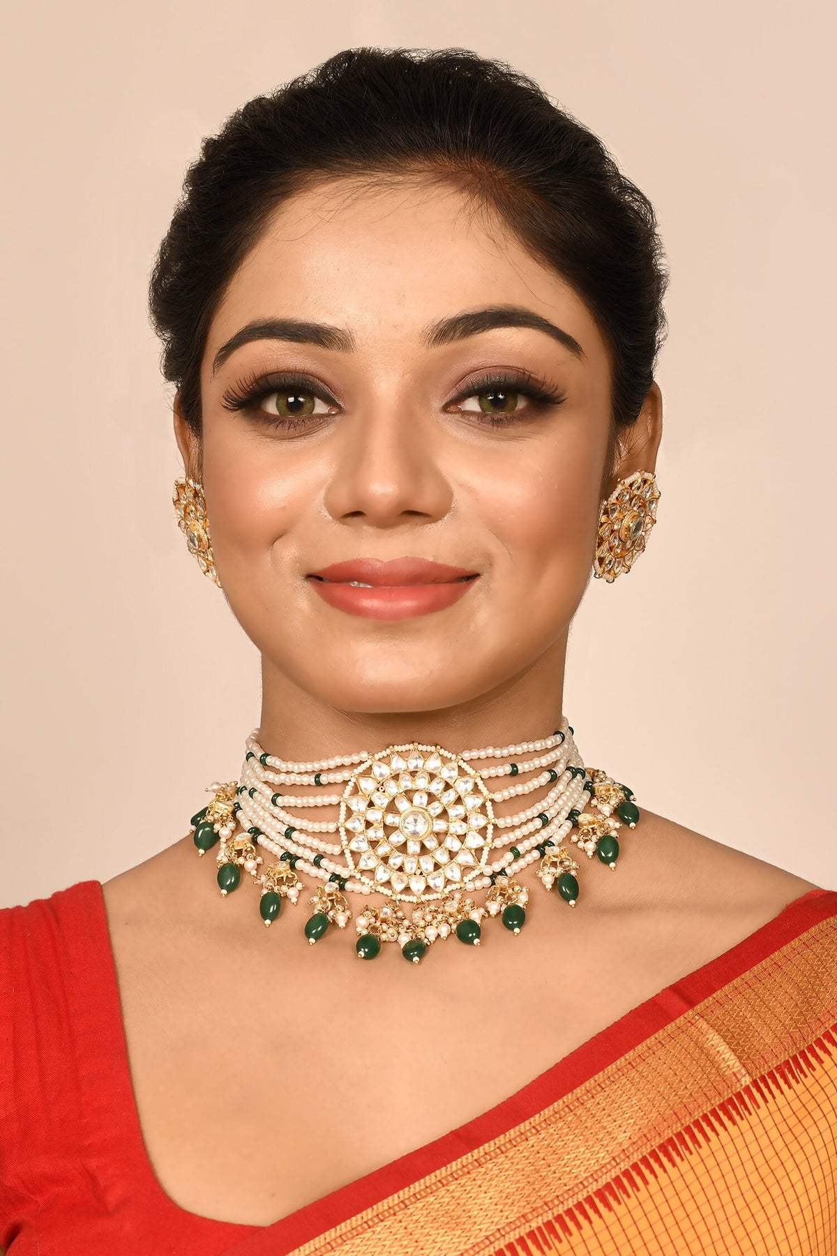 Layered Kundan Choker & Earring Set 