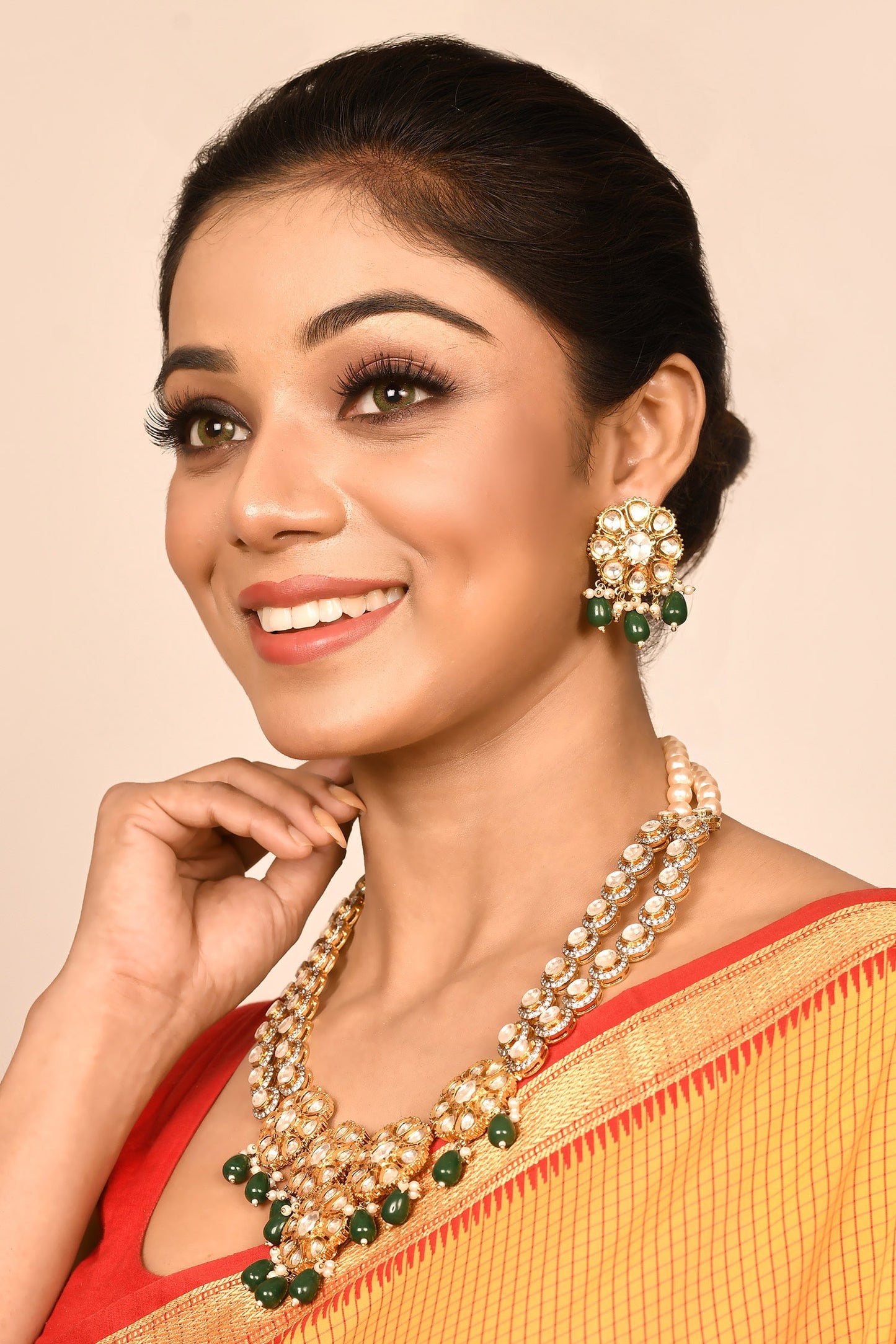 Floral Kundan Necklace Set 