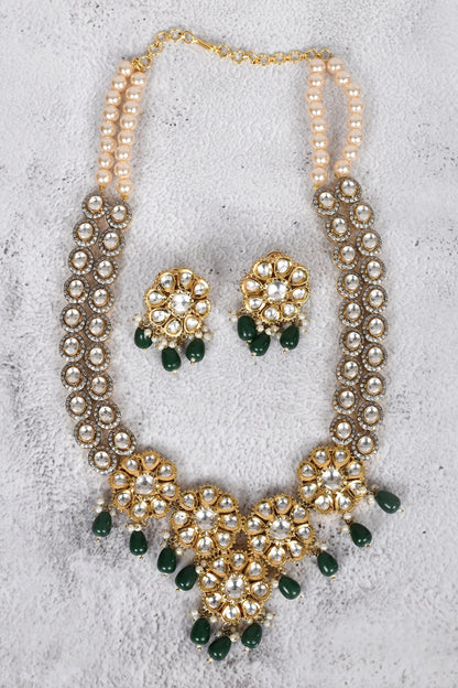 Floral Kundan Necklace Set 