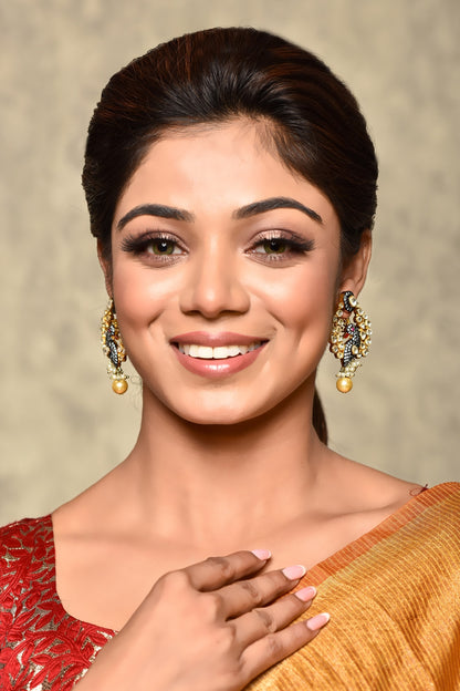 Peacock Motif Kundan Earrings 