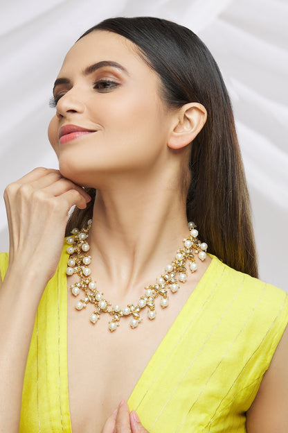 Leaf Pearl Embellished Necklace 