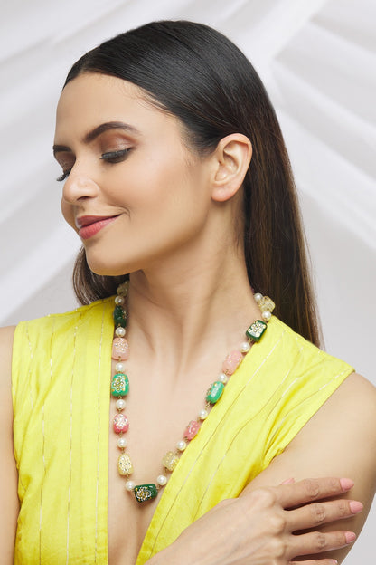 Handpainted Beaded Necklace 