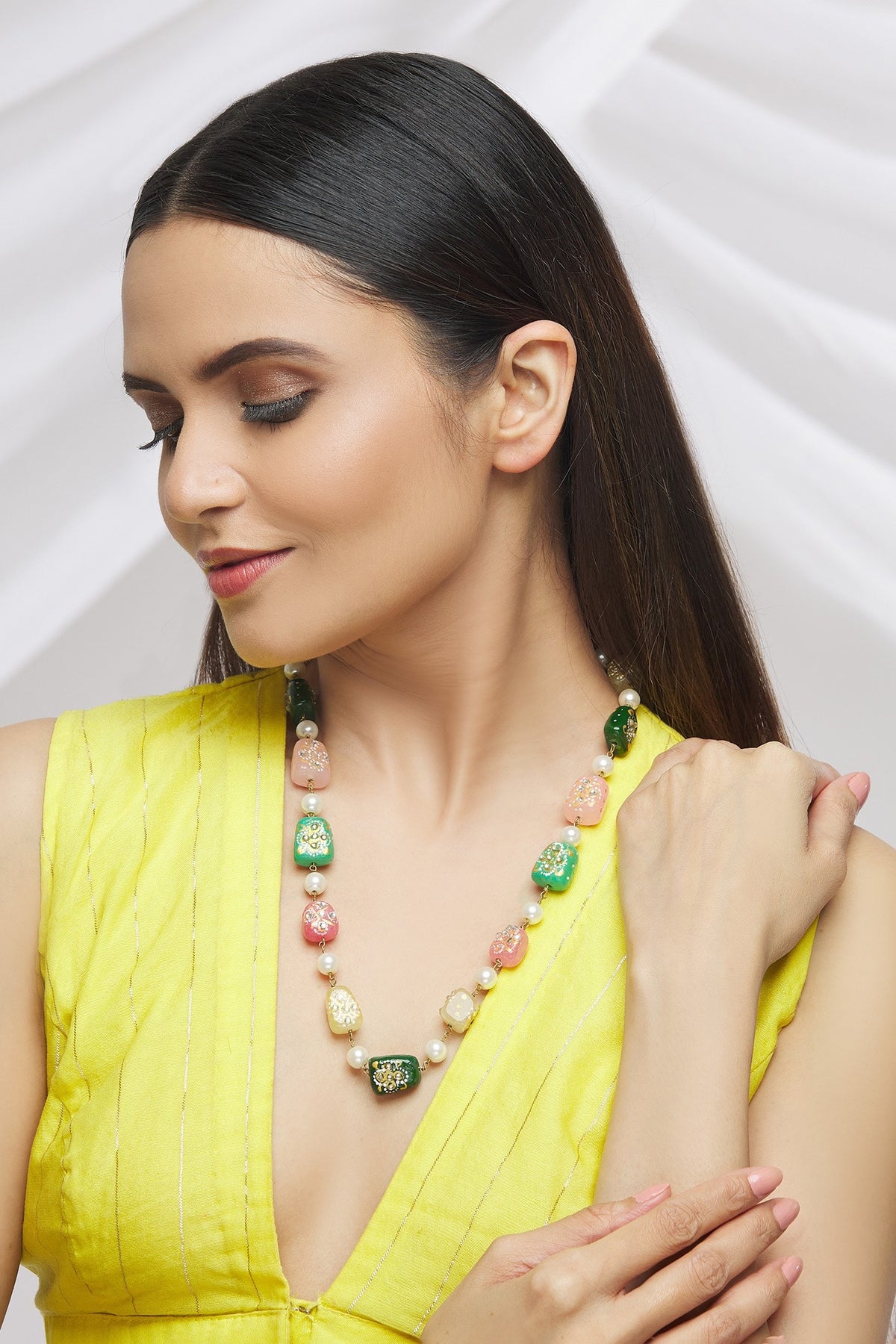 Handpainted Beaded Necklace 