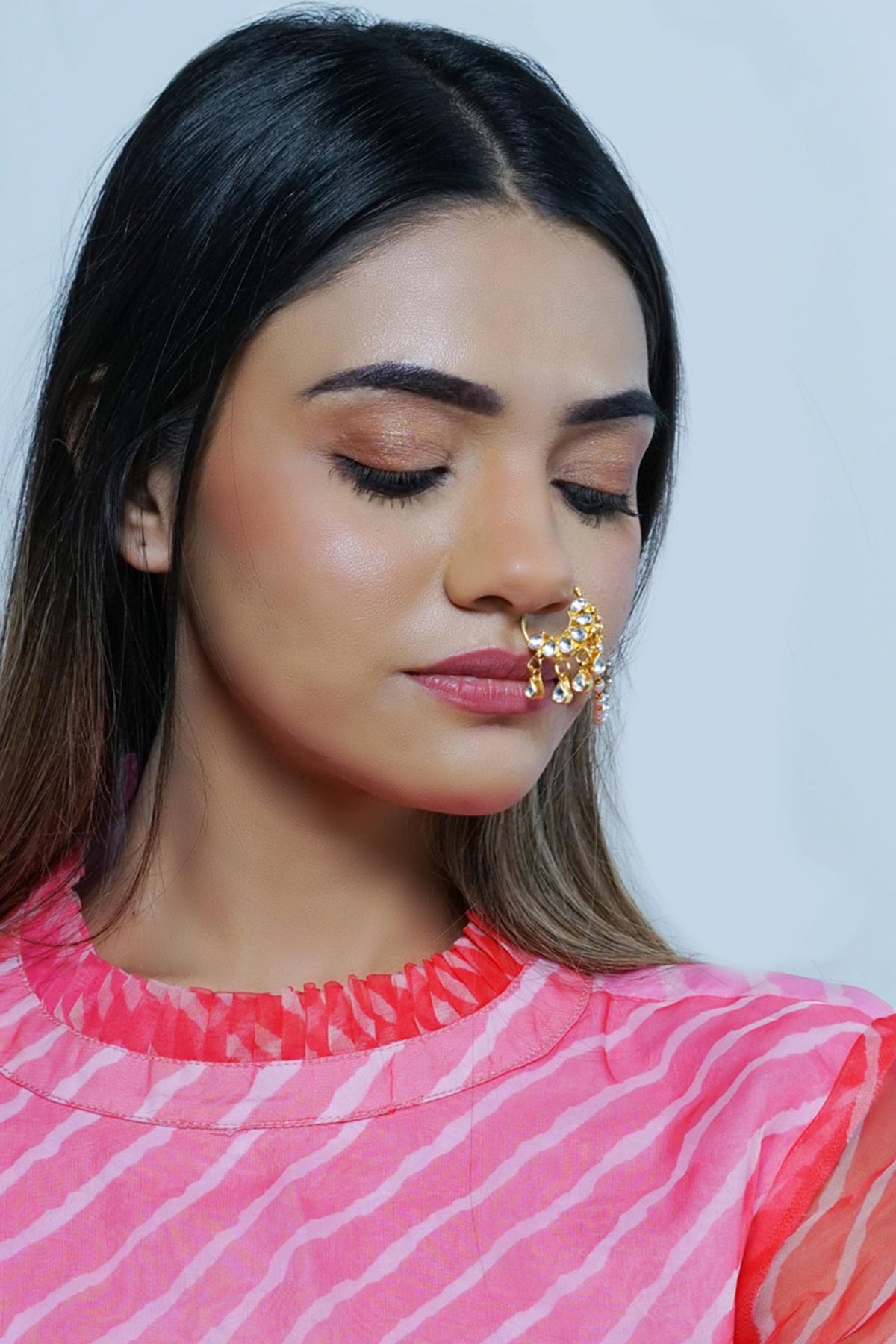 Kundan Carved Nose Ring 