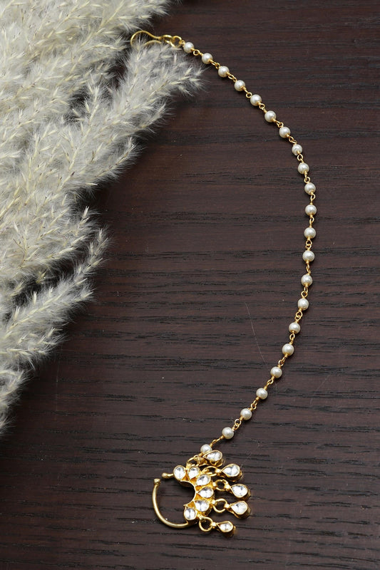 Kundan Carved Nose Ring 