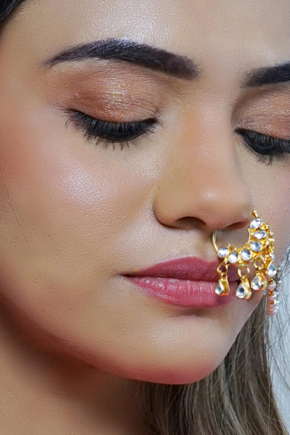 Kundan Carved Nose Ring 