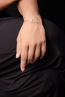 Two-Tone Finish Round-Shaped Diamond Openable Bracelet