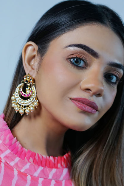 Kundan Stone Chandbali Earrings 