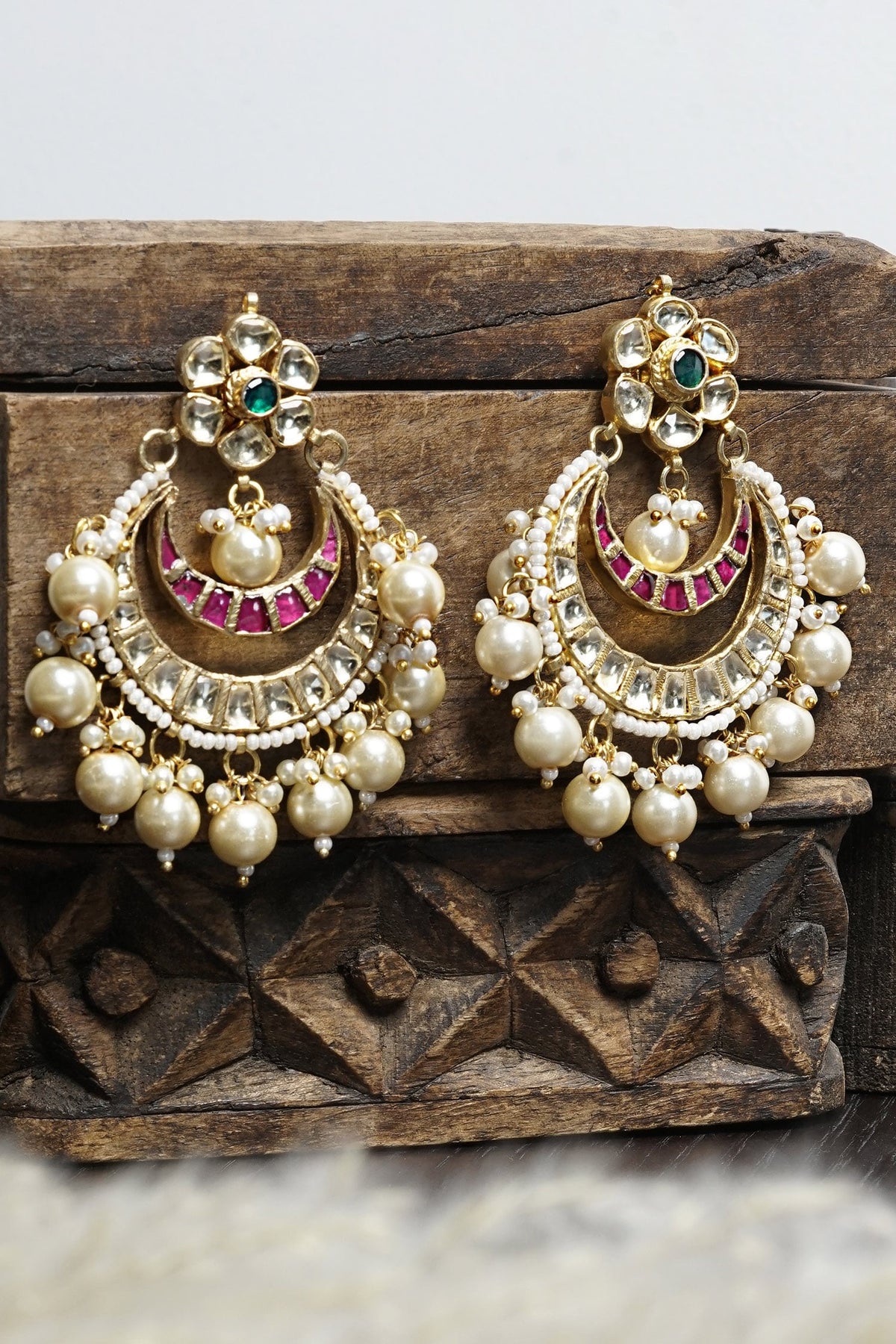 Kundan Stone Chandbali Earrings 