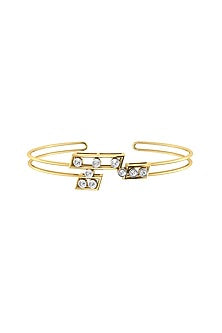 Two-Tone Finish Round-Shaped Diamond Openable Bracelet