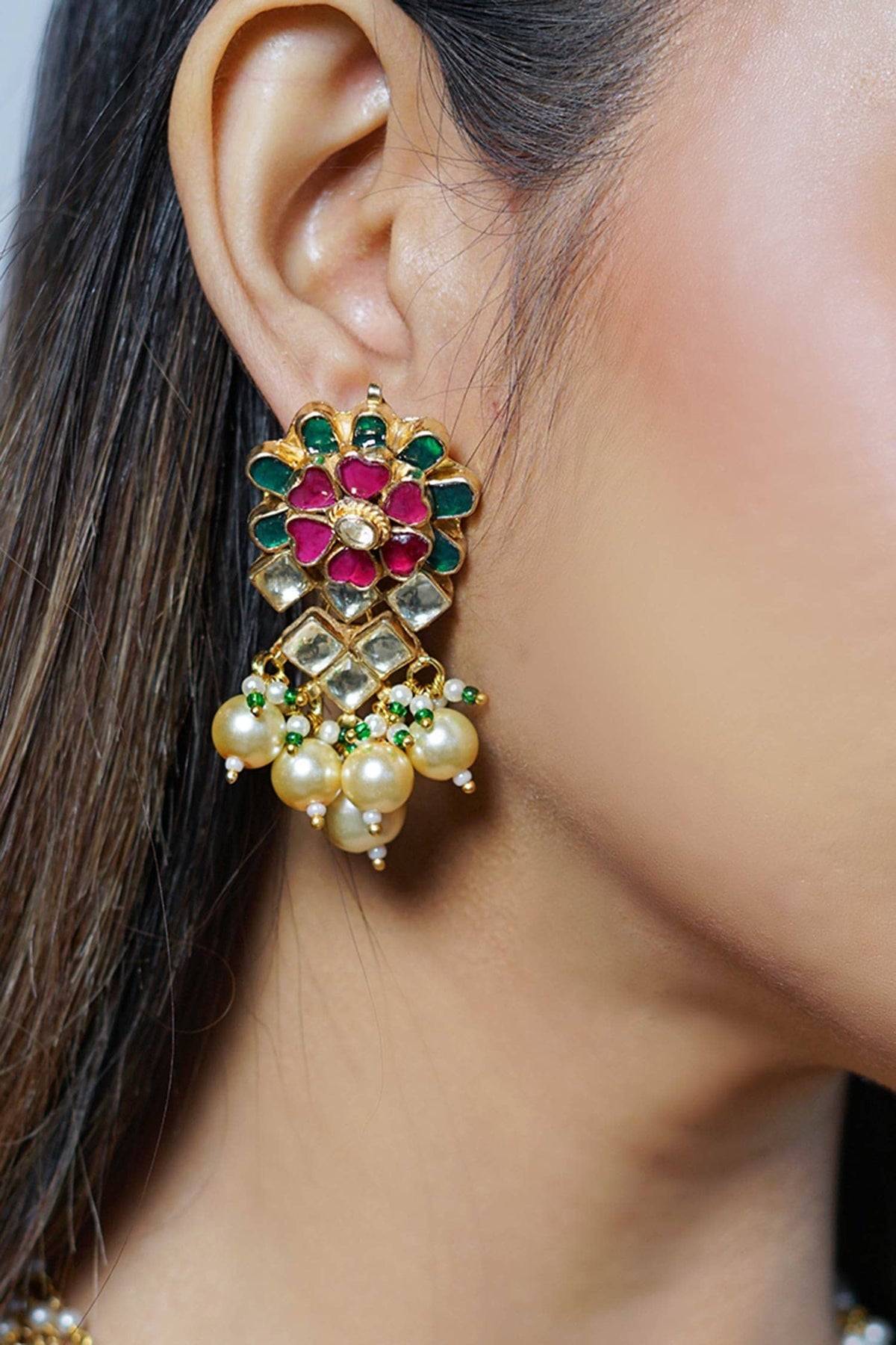 Kundan Carved Necklace Set 