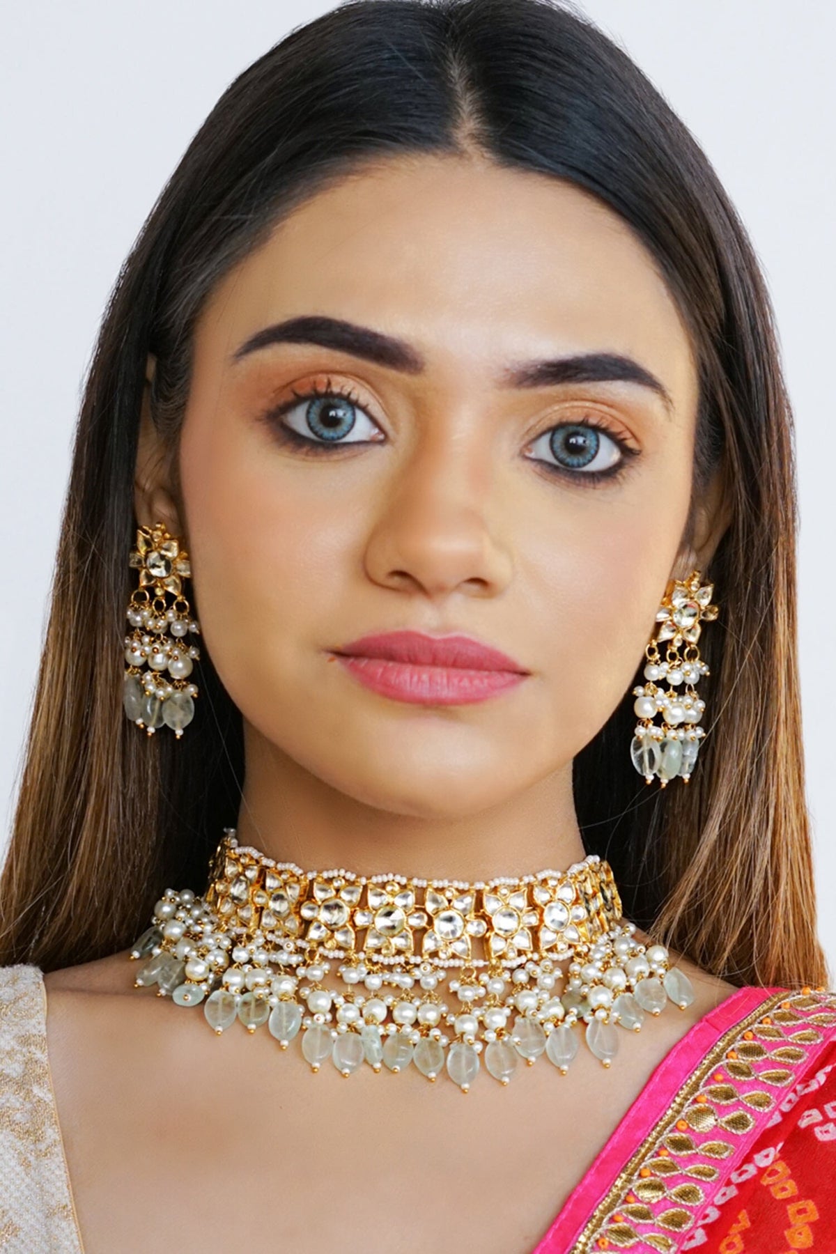 Kundan Carved Necklace Set 