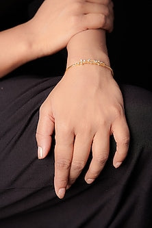 Two-Tone Finish Round-Shaped Diamond Openable Bracelet