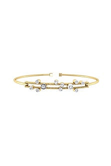 Two-Tone Finish Round-Shaped Diamond Openable Bracelet