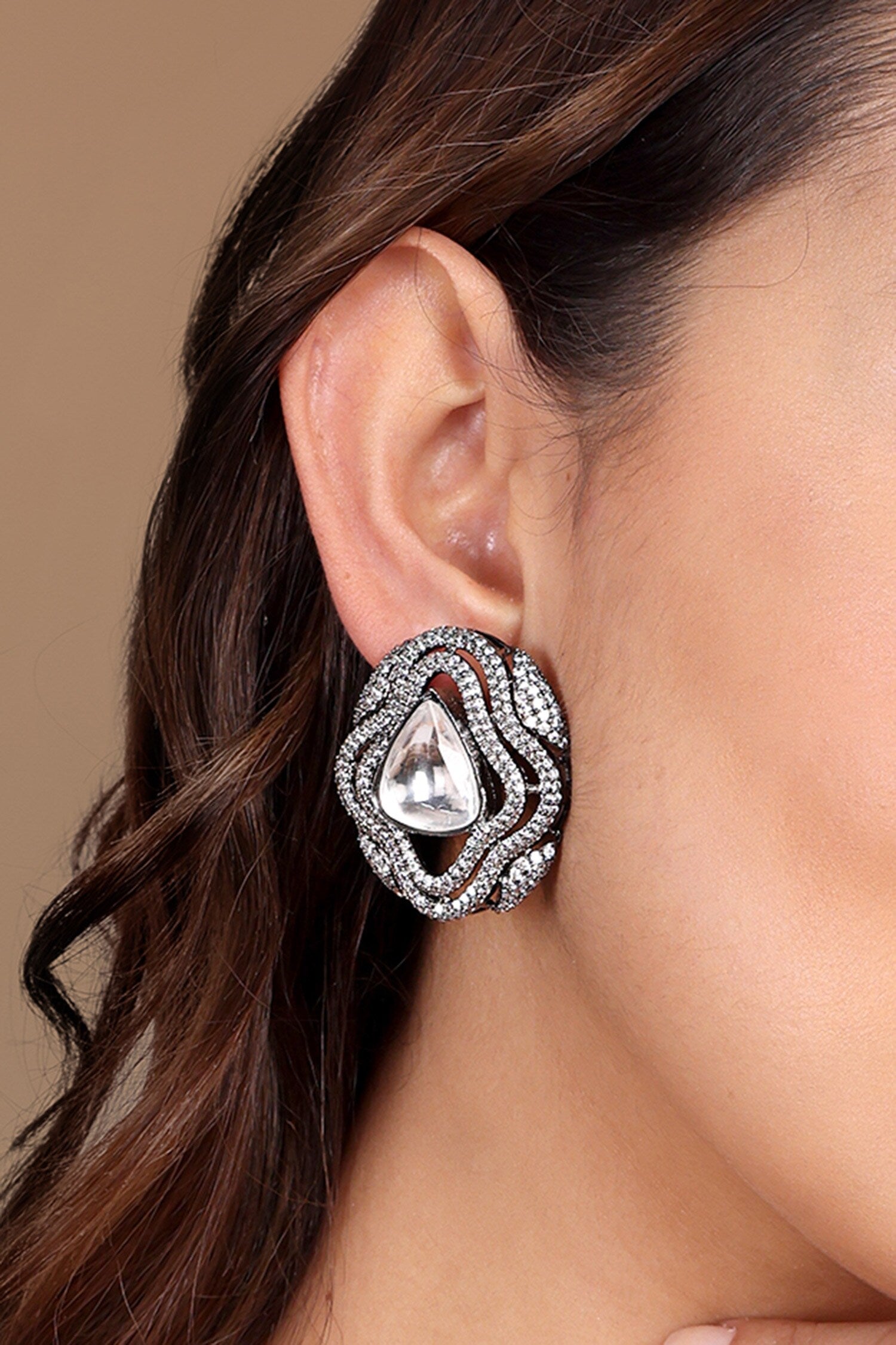 Triangle Shaped Faux Diamond Stud Earrings 