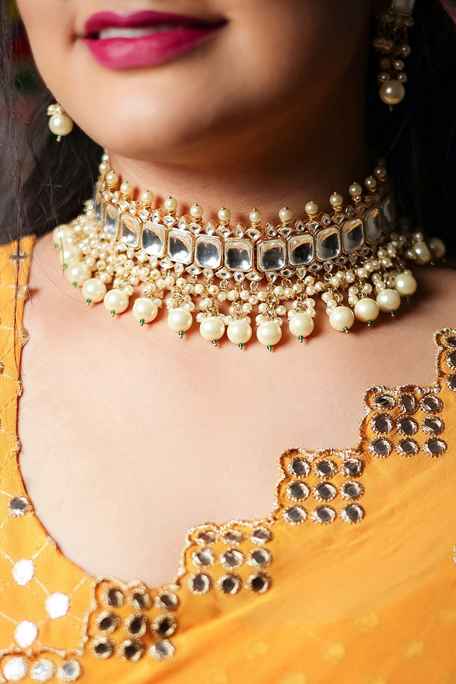 Pearl Embellished Choker Set 