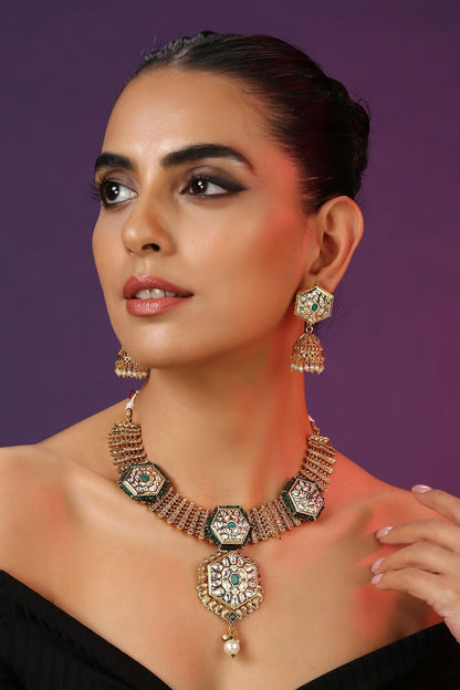 Kundan Embellished Necklace Set 